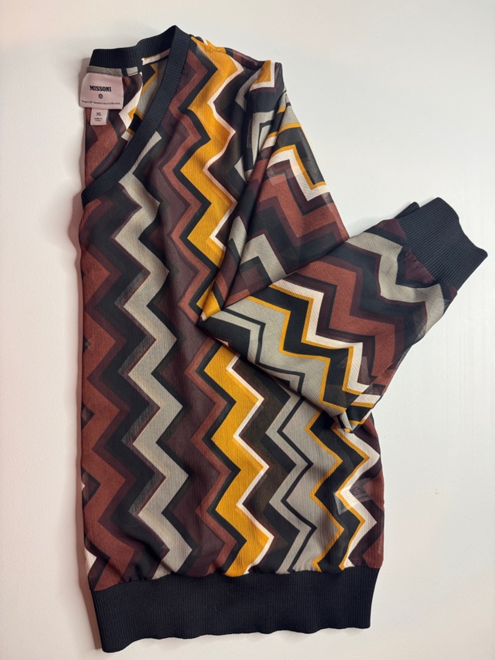 Missoni Zigzag Knit Sweater in Mustard, Brown, Gray